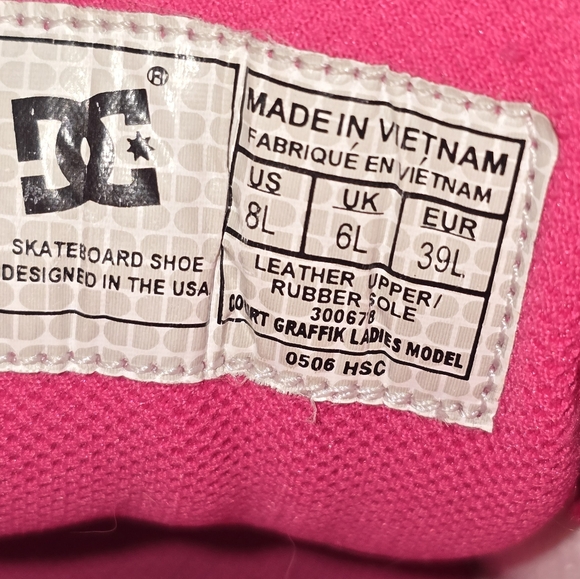 DC Women's Camo Skate Shoes White /Pink Leather Sneakers size 8 - Picture 9 of 9